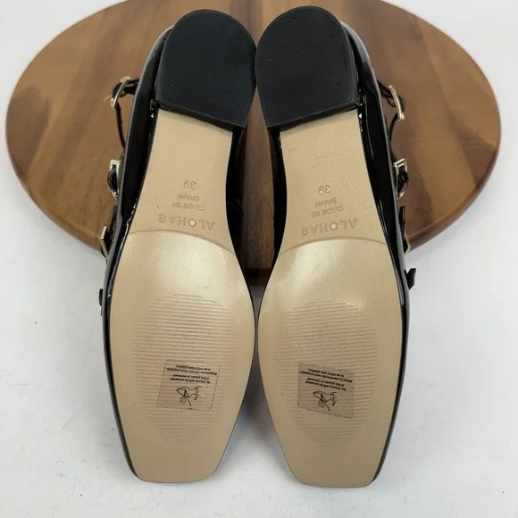 New Womens Alohas Luke Onix Black Patent Leather Casual Ballet Flats Size EU‎ 39 - Picture 7 of 8